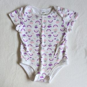 rococo rainbow cloud print cotton short sleeve bodysuit diaper shirt 12 months